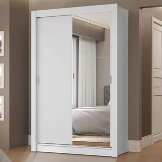 Guarda-Roupa Solteiro 2 Portas de Correr com Espelho 2 Gavetas Branco Vivare Madesa em Oferta na Shopee