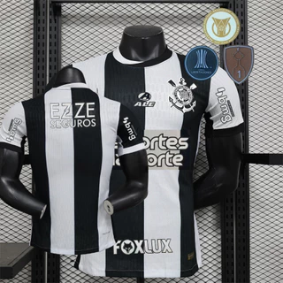 Camisa de futebol 24/25 CS preto branco listrado versão jogador manga curta