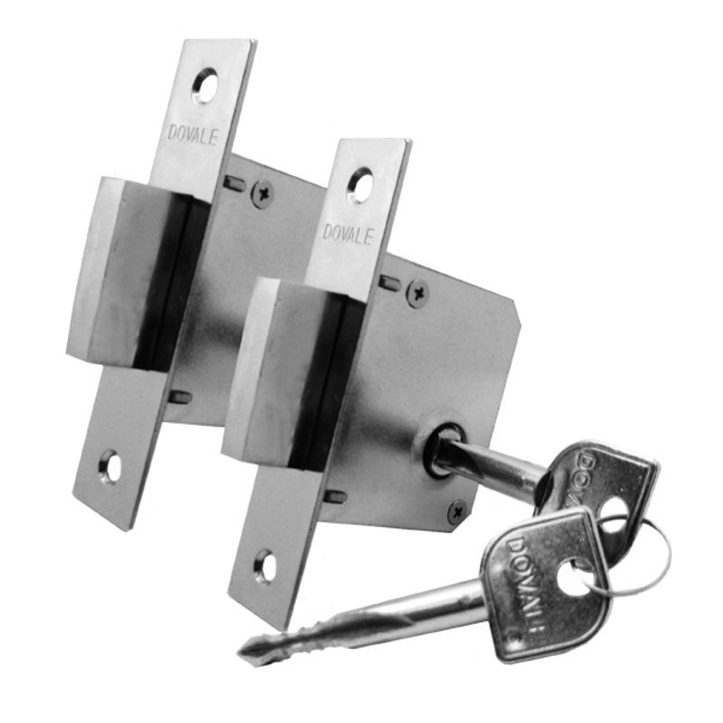 Fechadura Trava de Segurança Dovale Curta Tetra Cromada Par 35mm