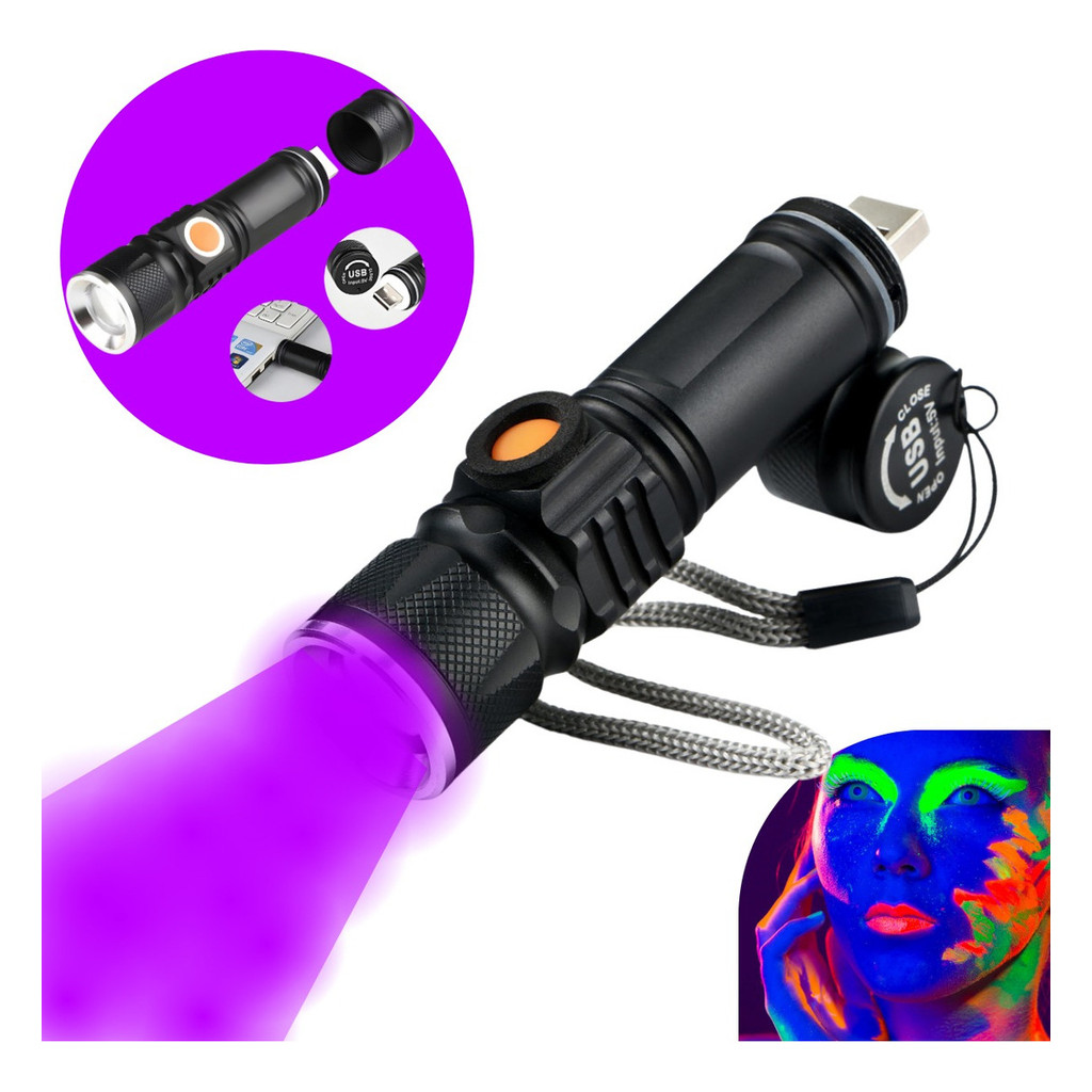Mini Lanterna Led Uv Luz Negra Roxa Potente E Compacta Rp | Shopee Brasil
