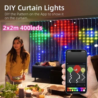 5V USB Led Luzes De Cortina Inteligente Bluetooth App String RGB Fadas DIY Imagemtext Display Decoração De Festa De Natal