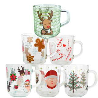 Kit 6 Canecas de Natal 250ml Para Celebrar com Estilo Festa
