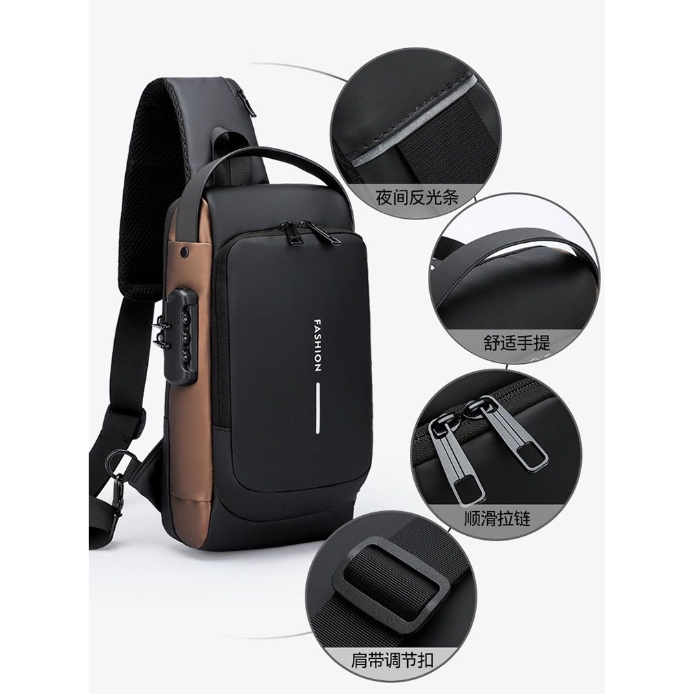 Bolsa de anti-roubo com senha de ombro unissex bolsa crossbody multifuncional de grande capacidade