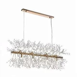 Lustre Cristal Elegance Dourado 92cm