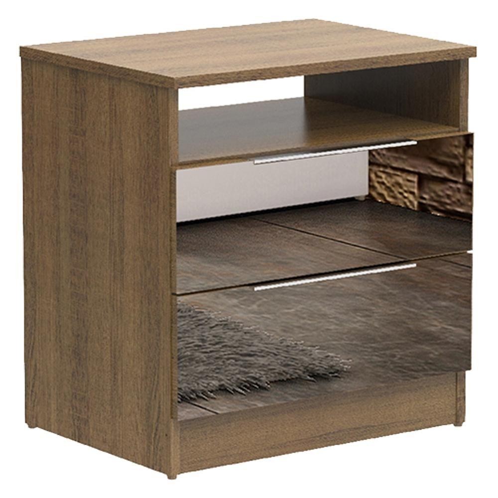 Criado-Mudo com 2 Gavetas com Espelho Rustic Madesa 3227 | Shopee