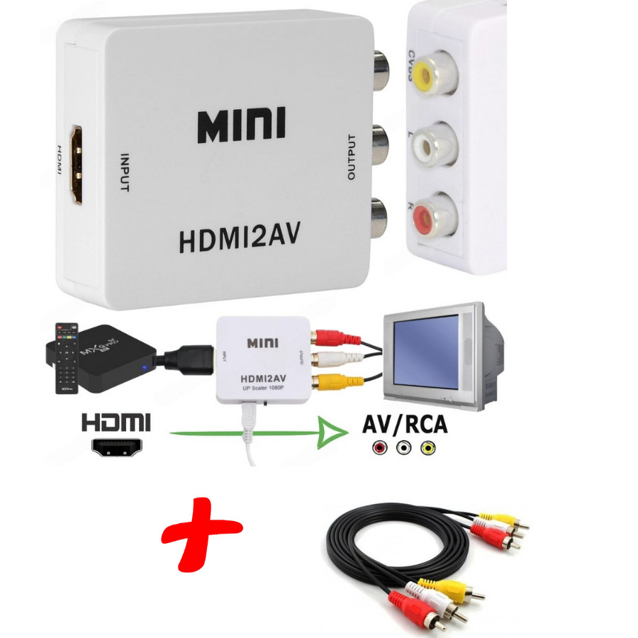 kit Adaptador mini Conversor 1080p Hdmi P/ Vídeo Composto Av Rca + Cabo ...