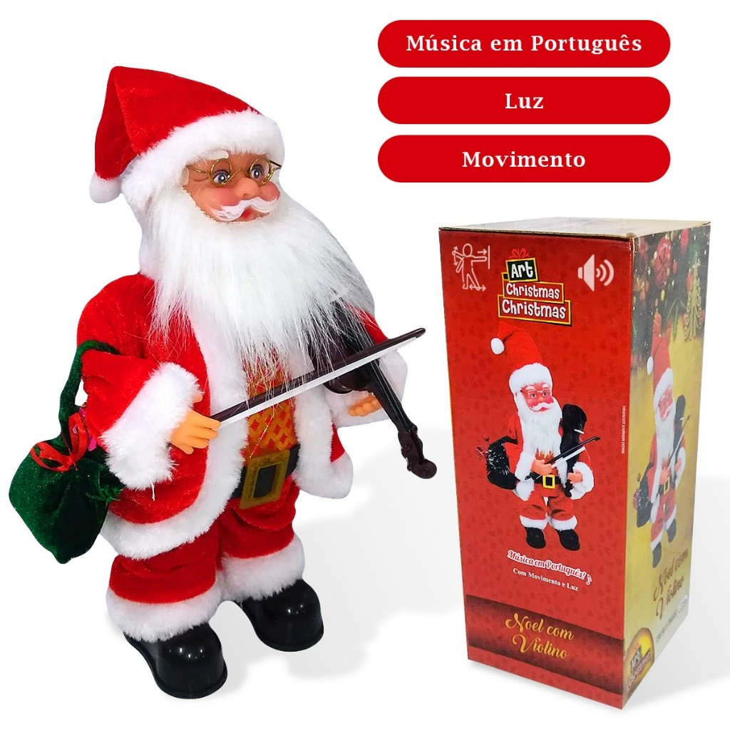 Papai Noel Com Som Musical Luz Movimento Enfeite Natalino