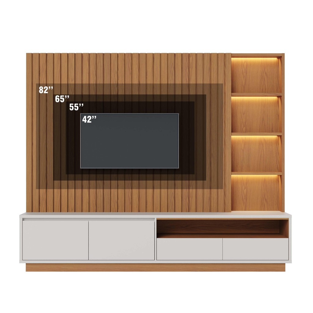 Estante Home Theater Ambiente Cancún Freijó Off White Matte