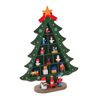 Árvore de Natal de Madeira com Divisórias e Enfeites 22x28cm em Oferta na Shopee