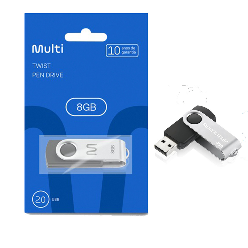 Pen Drive Twist 8GB USB Leitura 10MB/s Pendrive Original Multilaser ...