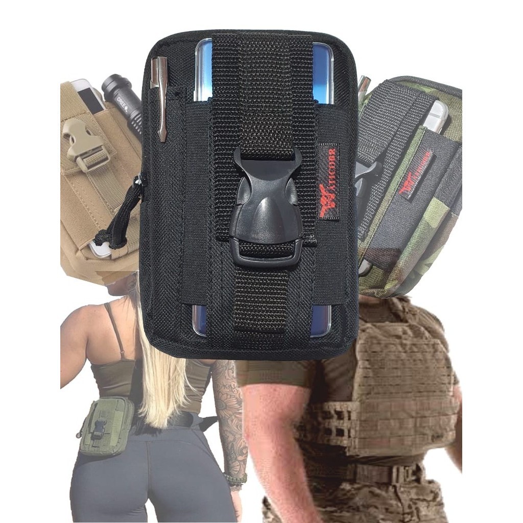 Bolsa Tática Molle Modular Militar Pochete C/ Porta Celular