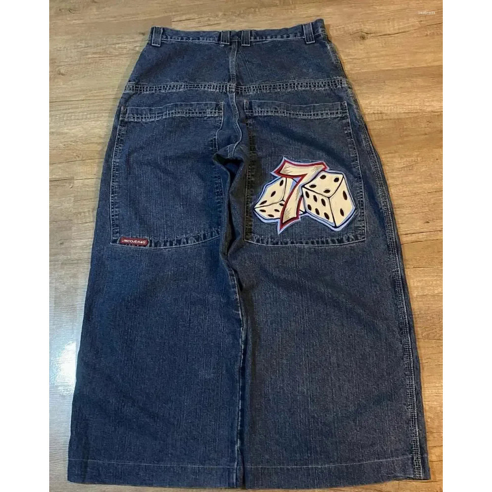 2025JNCO-Y2K Jeans Baggy Mulheres Carta Vintage Preto Gótico