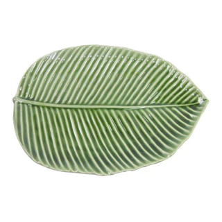 Travessa Folha Verde em Cerâmica 32cm