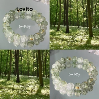Lovito Pulseira casual estilo chinês com miçangas simples para mulheres LFA41396