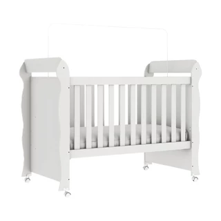 Berço Americano Carolina Baby Mimo Mini Cama 2 em 1 Com Rodízios Para Quarto Bebê Branco