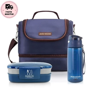 Kit Fitness Bolsa Térmica Com Marmita 2 andares e Squeeze