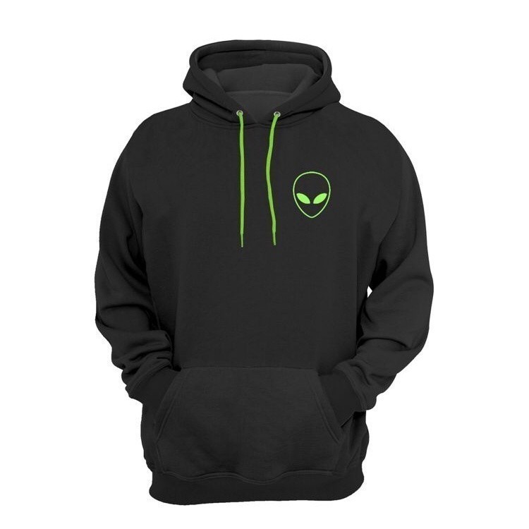 Moletom canguru alien neon cordinha flanelado preto algodão 100% tecido grosso