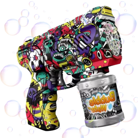 Brinquedo lança bolhas de sabão automatica grafite desenho bazuca arminha de bolha unissex presente