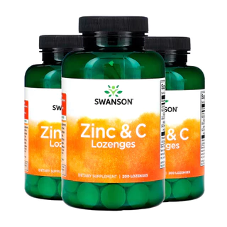 Kit 3x Pastilhas Zinco e Vitamina C Swanson 200 Past Importado /Made in Usa
