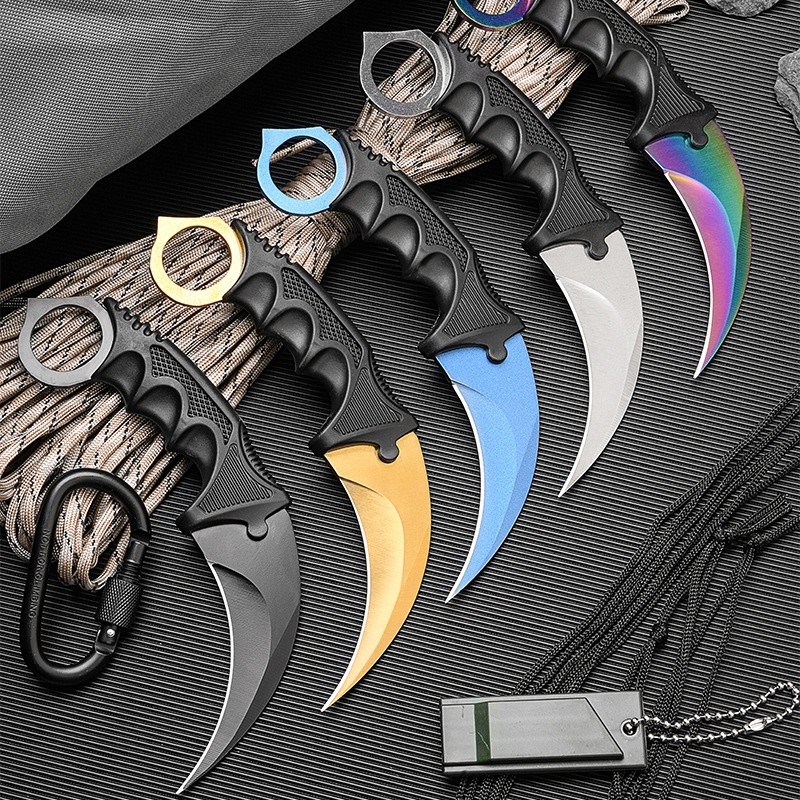 Canivete Curvado Oxidado Com Bainha Modelo Faca de garra CSGO, arma de autodefesa externa de alta dureza