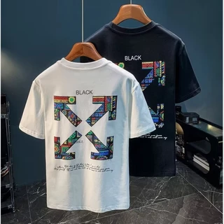 Camiseta Summer Pure Cotton Short-Sleeved Summer Pure Cotton Camiseta de manga curta masculina de rua Vestimenta Casual Impressa Top Trendy