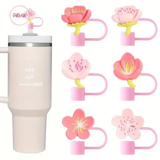 10mm Canudos À Prova De Poeira Capa De Palha Bonito Tampa Sakura Padrão Ponta Protetor De Silicone Para Stanley Tumbler SUGAW