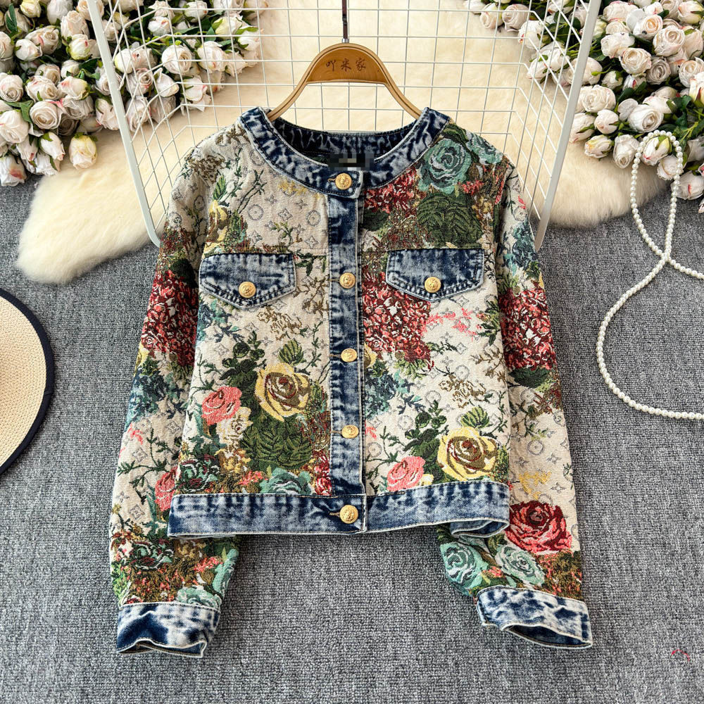 Jaqueta Jeans Bordada Feminina Jaqueta Jeans Bordada Com Gola