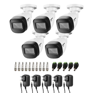 Kit 5 Câmeras Intelbras VHD 1130 B HD 720p Visão Noturna 30m Resistente à Chuva IP67 + Conectores + Fontes