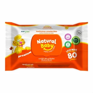 Toalhas Lenços Umedecidos Natural Baby 80un - Evergreen em Oferta na Shopee