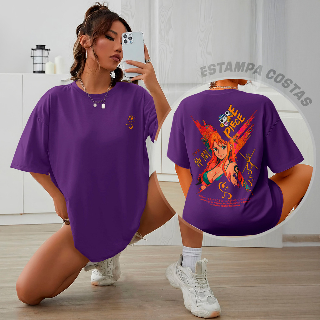 Camiseta de Algodão Nami One Piece Anime Estilo Nerd Otaku Geek