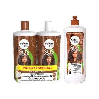 Kit SOS Cachos Coco Familia com Ativador Litrão Salon Line em Oferta na Shopee