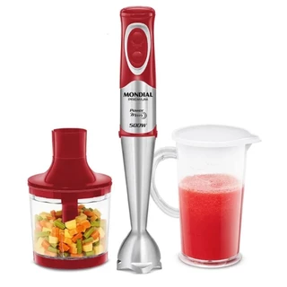 Mixer Mondial Power Red Premium 2 em 1 com Lâminas em Aço 500W Vermelho/Inox 220V - M-10 em Oferta na Shopee