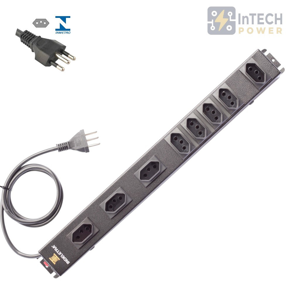 FILTRO DE LINHA PADRAO RACK 19 POL. 8 TOMADAS ATÉ 10A - 220V - CABO 1,2M PRETO