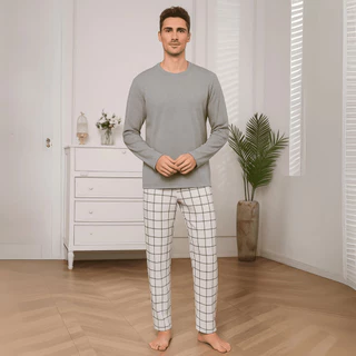 Pijama de Inverno Masculino Manga Longa Linha Noite em Oferta na Shopee