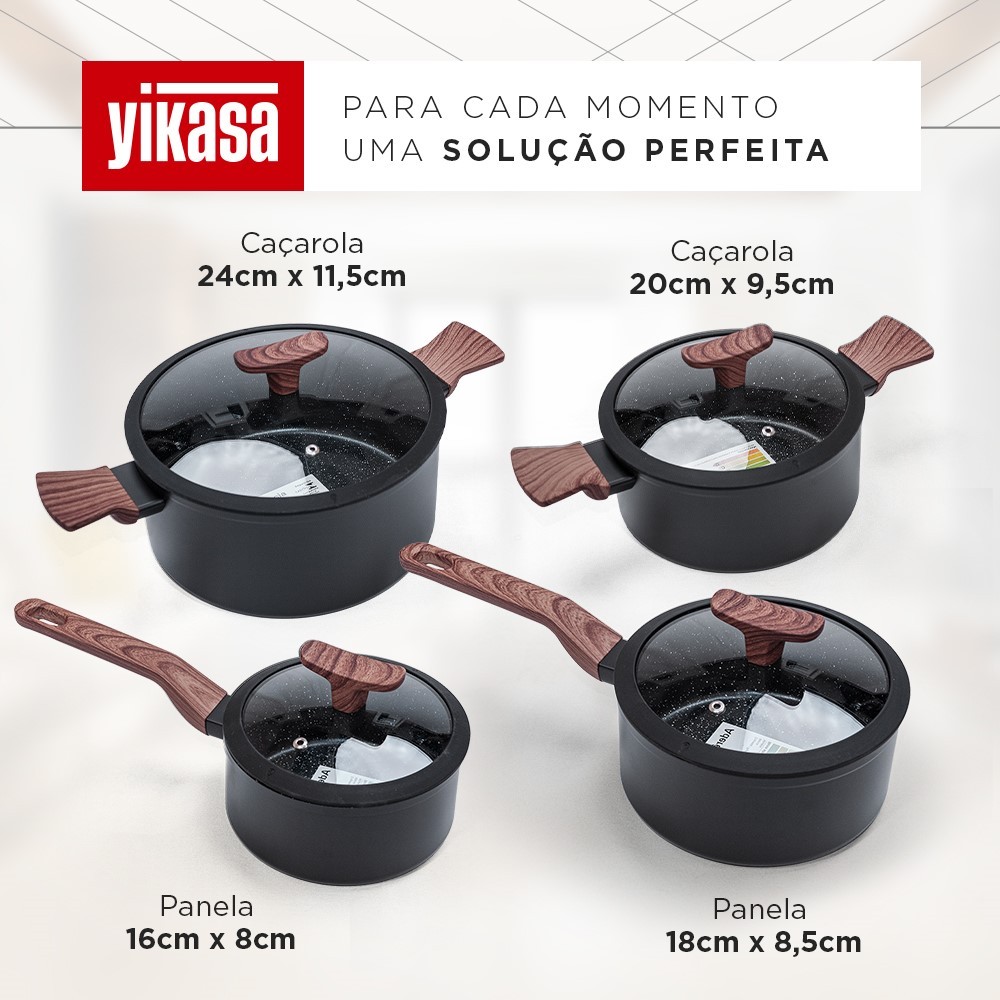 Jogo de Panelas Premium com Revestimento em Mármore Antiaderente