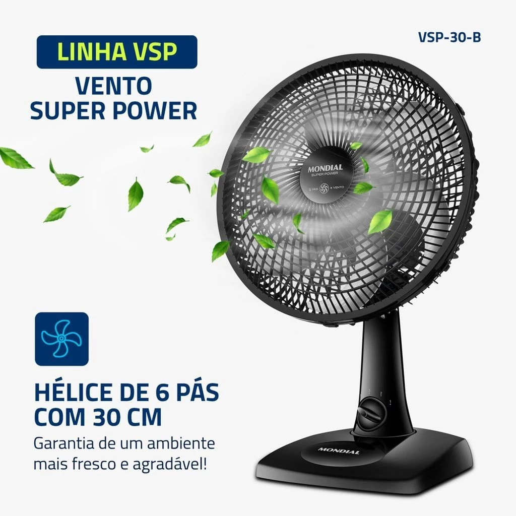 Ventilador de Mesa Mondial 06 Pás VSP-30-B