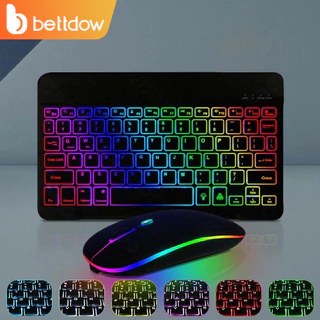 Bettdow ultra fino bluetooth teclado retroiluminado sem fio mouse 7 cores backlight 10 Polegada para portátil tablet android ipad teclado mouse conjunto