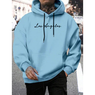Moletom Com Capuz Flanelado Canguru Los Angeles Masculino Blusao de Frio Unissex