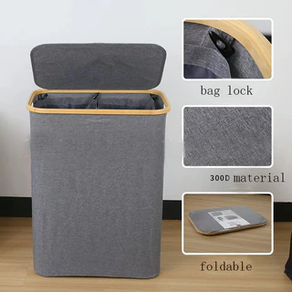 Cesto De Lavanderia Duplo Com Tampa Dividida Saco Removível 2 Seções Roupa Suja Alça Para Banheiro