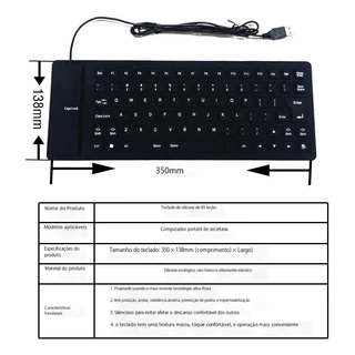 Teclado Inteligente De Silicone Para Laptops De Escritório Dobrável e portátil Silencioso e à prova de poeira