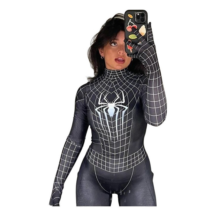 Fantasia Black Homem Aranha Feminina Venom Cosplay Mulheres