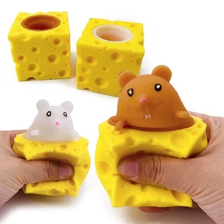 Bolas de redução de pressão para animais de estimação, brinquedos de brincadeira de xícara de esquilo, brinquedos engraçados Fidget, queijo e queijo, ventilação