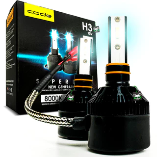 Par Super Led 3200l Tipo Xenon 8000K Encaixe H3 Lâmpada Automotiva