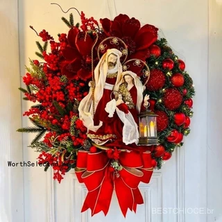 Natal Guirlanda Pendurado Ornamento Porta Ornamento Pendurado com Impressão De Pinho Artificial Berry Front Door Decorações Acrílicas Aipearl Garland