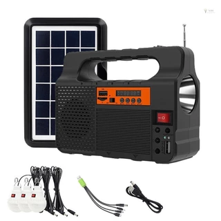 Gerador Solar Portátil Com Painel Rádio BT Alto-Falante Carregador De Telefone Lanterna Estação De Energia Bateria Recarregável De 3600mAh Integrada Para Acampamento Ao Ar Livre Iluminação De Emergência S