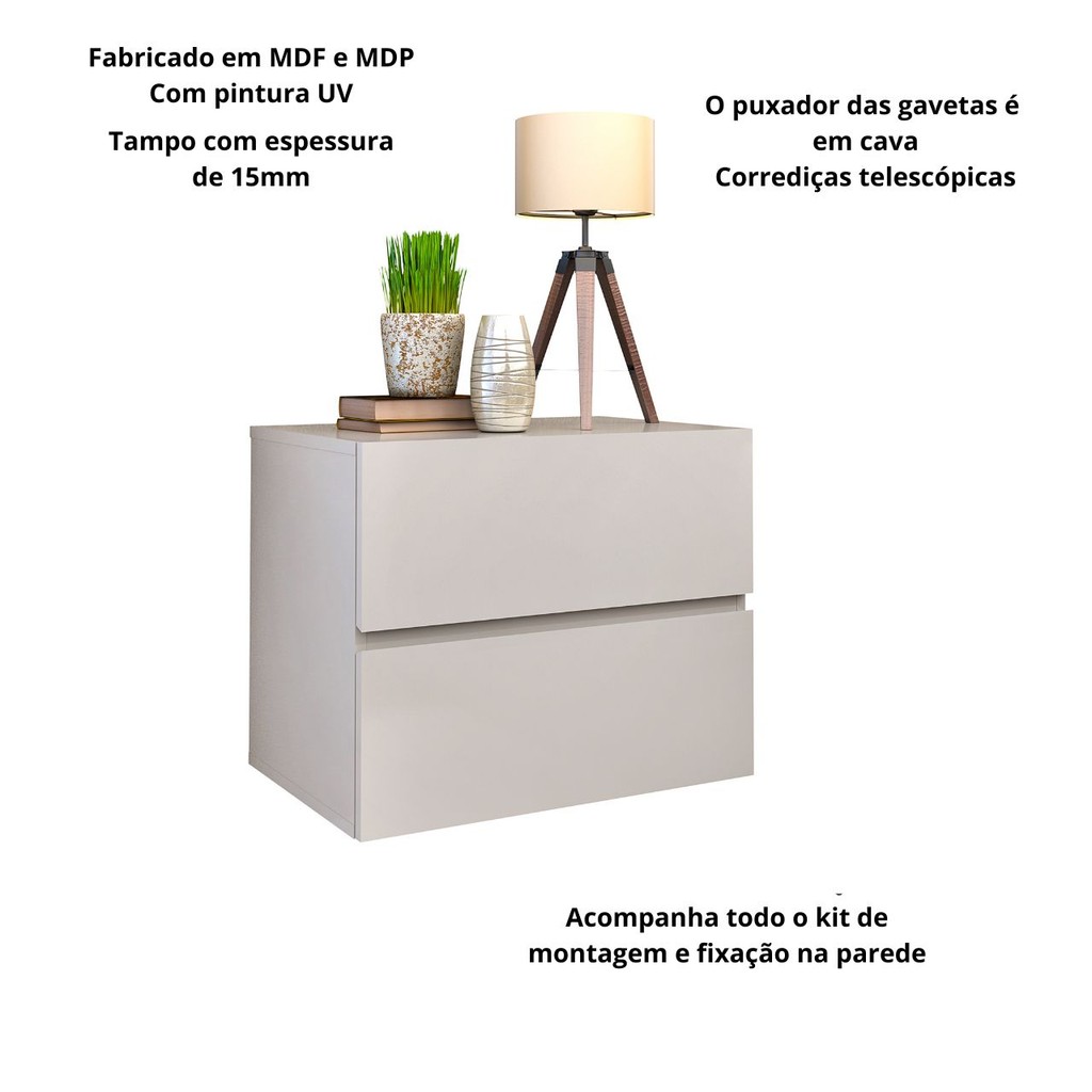 criado mudo quarto suspenso com gavetas design moderno eros | Shopee Brasil