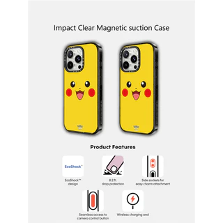 CASETiFY X Pikachu Adesivo Caso Sucção Magnética Duro Acrílico Volta Para Apple IPhone 12 13 14 15 16 Pro Max Plus Com Caixa