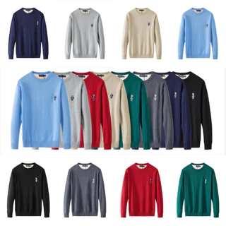 RL Masculino Pequeno Urso Em Torno Do Pescoço Manga Longa Pulôver De Malha Camisola De Algodão Casual Streetwear Roupas