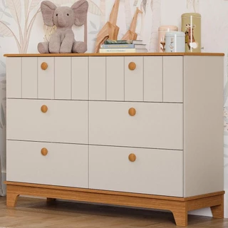 Cômoda Infantil Estilo Retrô 6 Gavetas 100% MDF