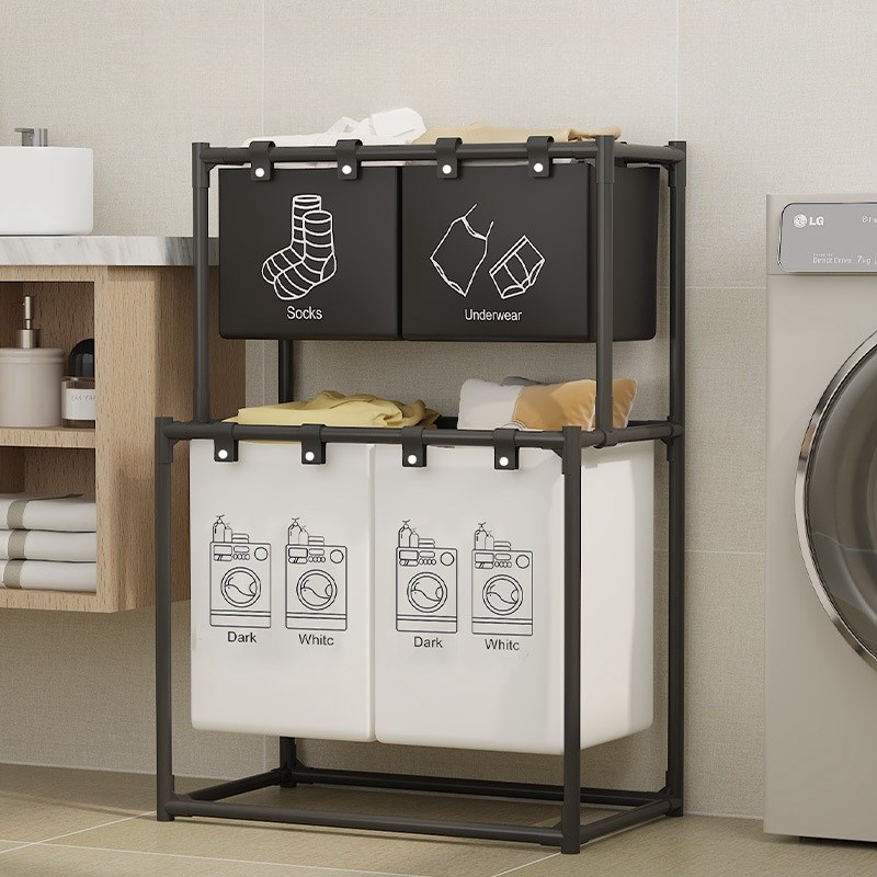 Grande capacidade cesta de lavanderia com prateleira, roupa suja cesto, classificável armazenamento, brinquedo organizador, quarto armazenamento